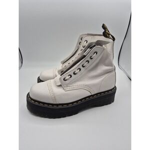 Dr. Martens Sinclair Milled Nappa Leather Platform Boots in White Women's Size 9